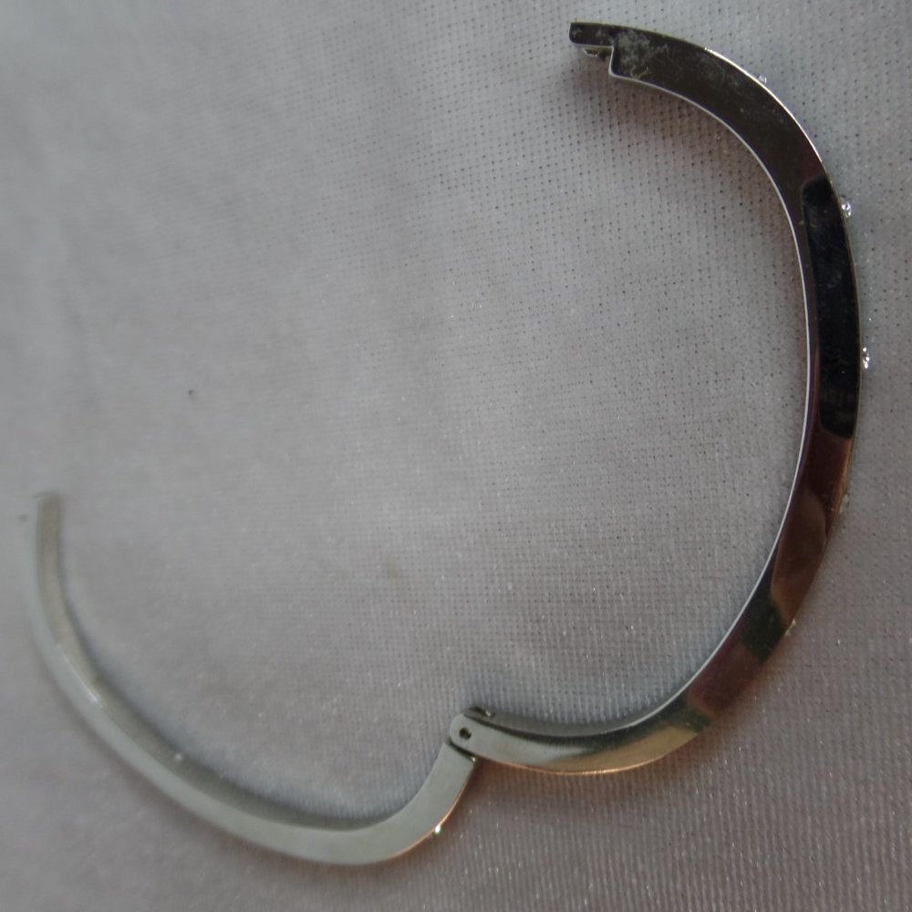 Silvertone Bracelet CZ Clip Clasp Hinged - Picture 8 of 10